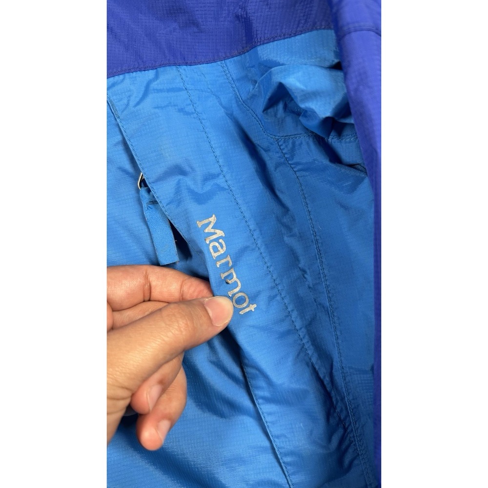 Marmot Windbreaker Jacket Boys Medium Blue Nylon Long Sleeve Hooded Full Zipper - Picture 7 of 11